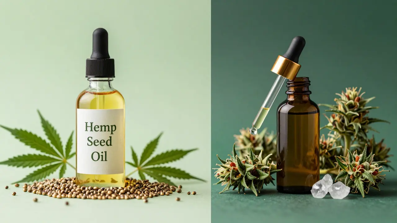 Srovnání konopného oleje ze semínek a terapeutického CBD extraktu.