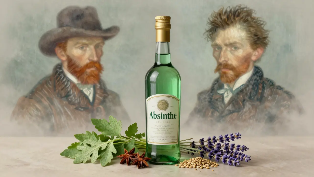 Lahev absintu s bylinami a mýty o Van Gogho