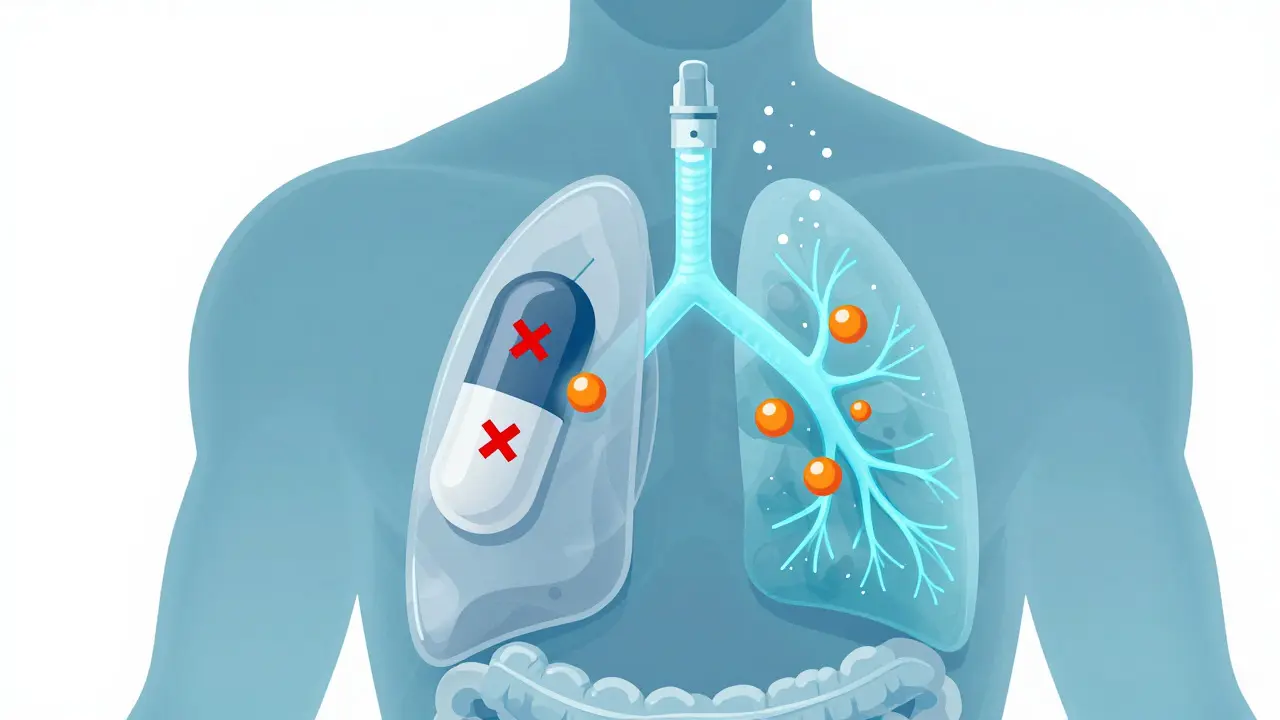 Ilustrace porovnávání biologické dostupnosti inhalace a kapslí