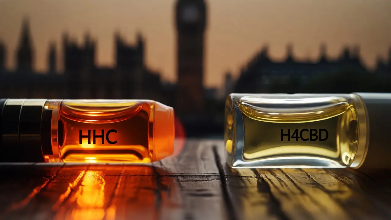 Porovnání HHC a H4CBD s pozadím Londýna